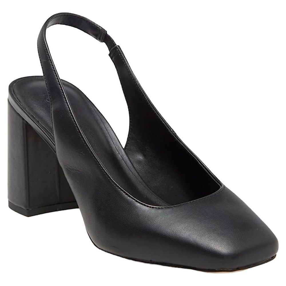 NORDSTROM Kinley Shoes Black Block Heel Square Toe Slingback Pumps Size 7